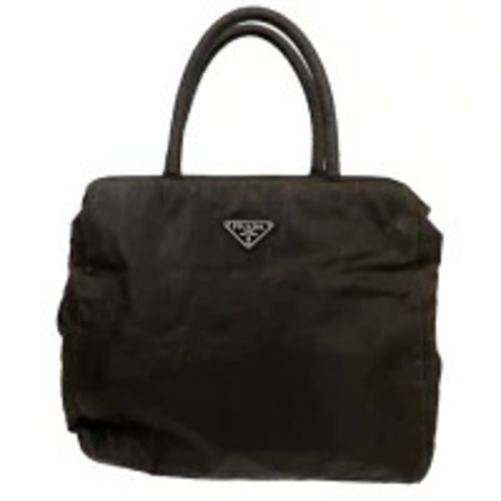 Prada Tessuto tote bag signature enameled triangle Black